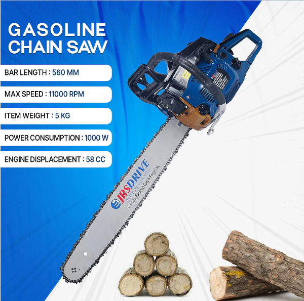 JRSDRIVE 58CC Gasoline Chainsaw (EPCS-5822ENP2) - Professional Heavy-Duty Wood Cutter with 22" Guide Bar 3