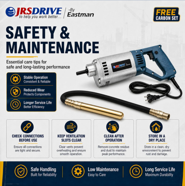 JRSDRIVE Electric Concrete Vibrator 1100W – 1.5m Rod for Concrete & Cement Work EEVR1.5 2