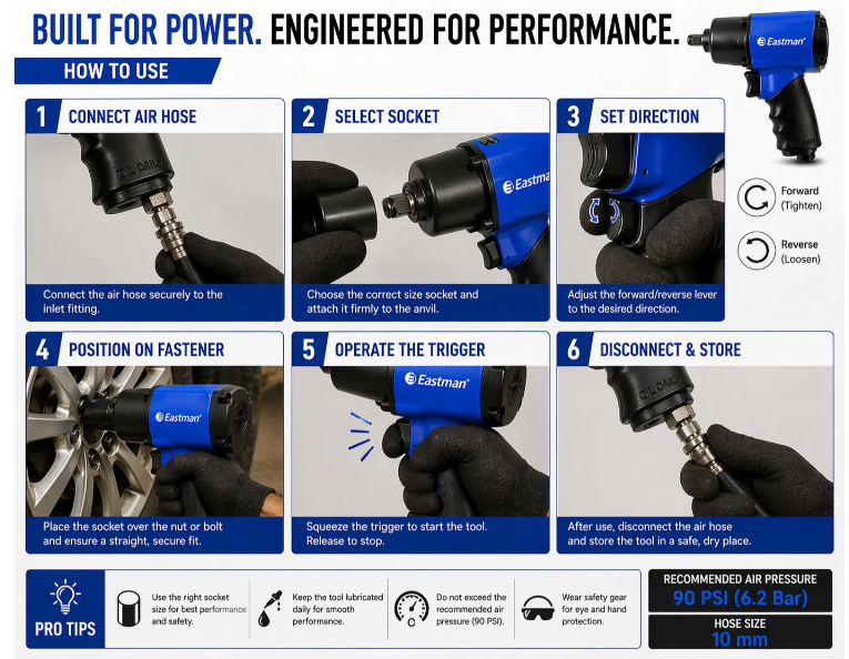 JRSDRIVE EAIW-949 Heavy Duty Pneumatic Impact Wrench – High Performance 1/2" Drive Tool for Mechanics 4
