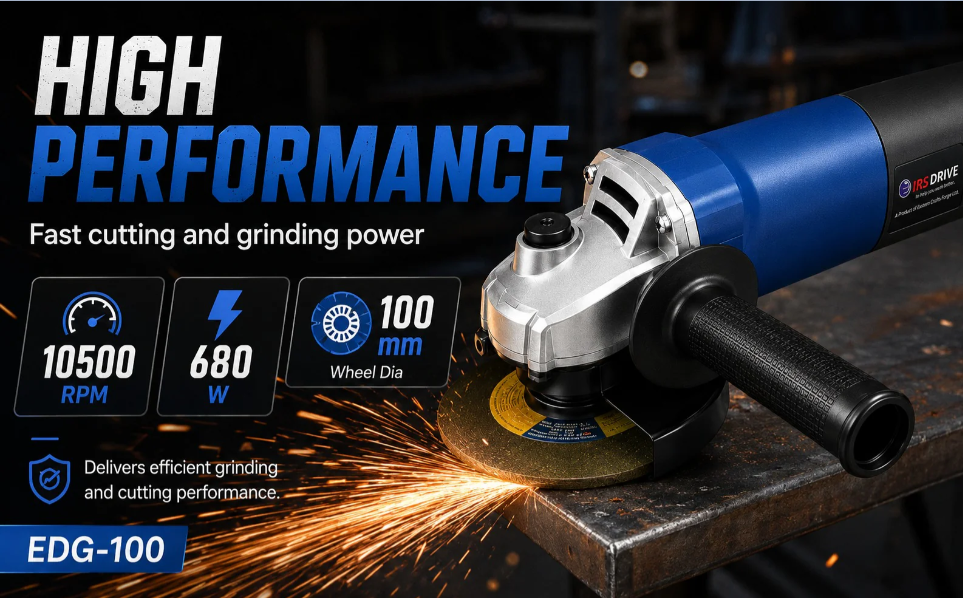 JRSDRIVE EDG-100 Angle Grinder - 100mm (4-Inch) Wheel Dial, 680W Powerful Motor, 10500 RPM for Cutting & Grinding 2