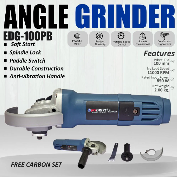 JRSDRIVE EDG-100PB Heavy-Duty Angle Grinder – 850W High-Power Motor & Soft Start Technology 2