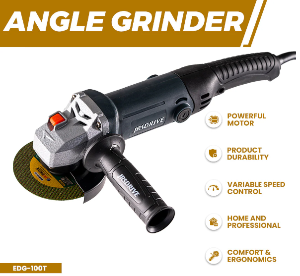 JRSDRIVE EDG-100T 850W Grinder | 100mm (4") Disc | Aluminum Gear Housing & Burst-Proof Guard 2