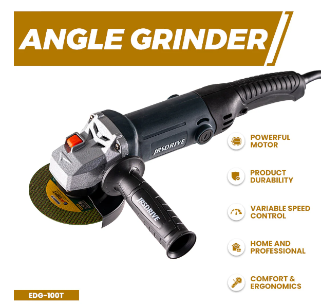 JRSDRIVE EDG-100T 850W Grinder | 100mm (4") Disc | Aluminum Gear Housing & Burst-Proof Guard 2