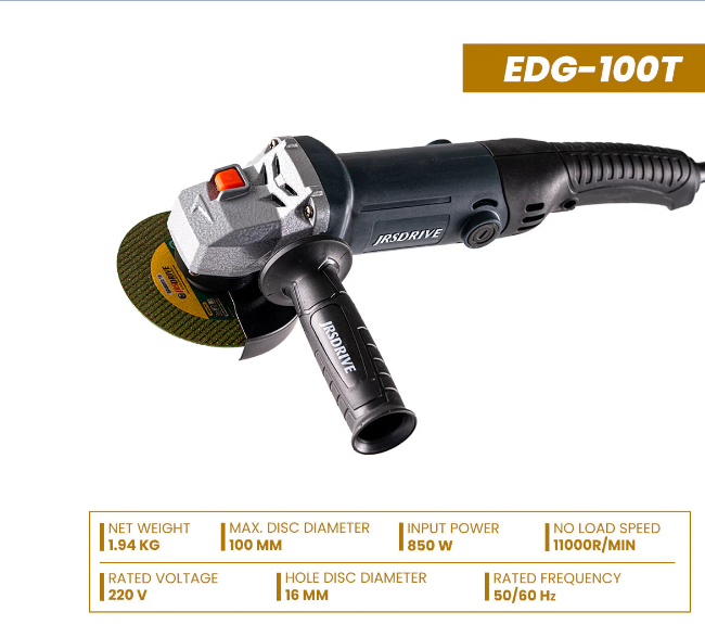 JRSDRIVE EDG-100T 850W Grinder | 100mm (4") Disc | Aluminum Gear Housing & Burst-Proof Guard 4