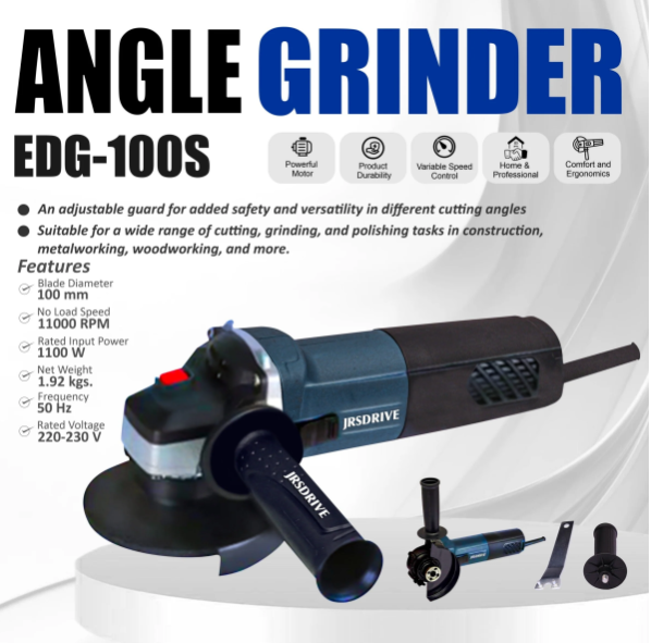 JRSDRIVE 100mm Angle Grinder Machine EDG-100S | 1100W Heavy Duty Motor | 11000 RPM | Cutting & Grinding Tool 2