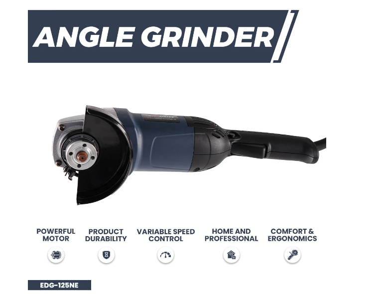 JRSDRIVE EDG-125NE Heavy Duty Angle Grinder 125mm – 1350W Motor, Adjustable 3000-9000RPM Speed 3