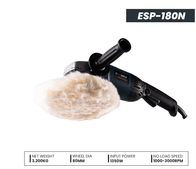 JRSDRIVE 180mm Electric Polisher | ESP-180N 1350W High-Power Motor • Variable Speed 1000-3000 RPM 3