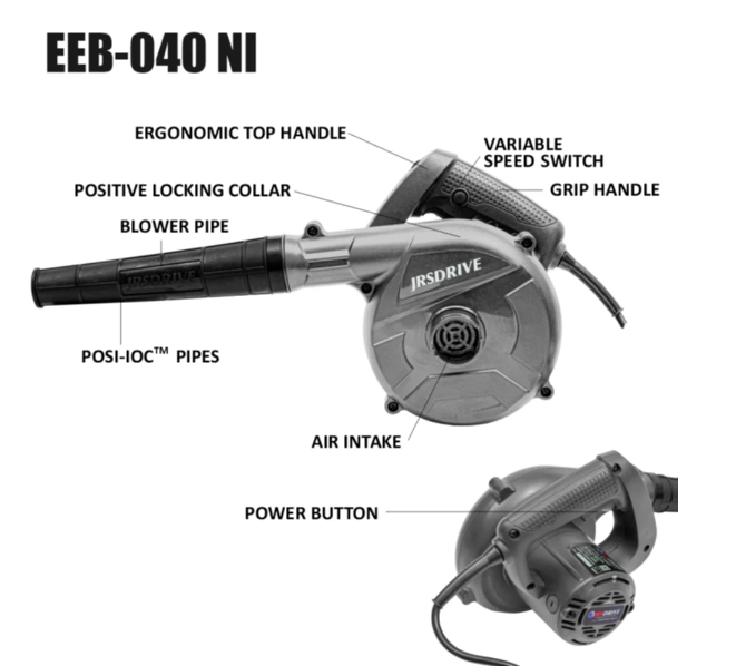 JRSDRIVE EEB-040 NI 600W Electric Blower for Home & Professional Use - Variable Speed, 1.65kg Lightweight, Safety Features Included 5