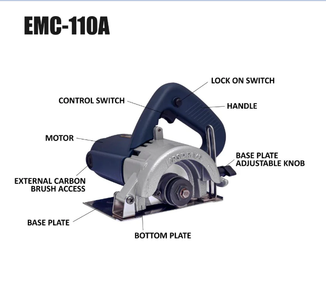 JRSDRIVE 1300W Electric Marble Cutter with Auto-Stop Carbon Brushes - 110mm Blade, 12000 RPM & Free Carbon Set Included 5