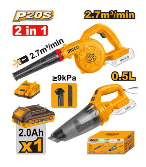 Ingco 2 Pcs 18000rpm 0.5 Litre Cordless Air Blower & Vacuum Cleaner Combo, COSLI240998 2