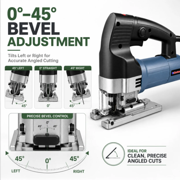 JRSDRIVE 650W Electric Jigsaw Kit - Includes Heavy Duty BMC Box & Free Carbon Set - EJS-060 High-Performance Saw 4