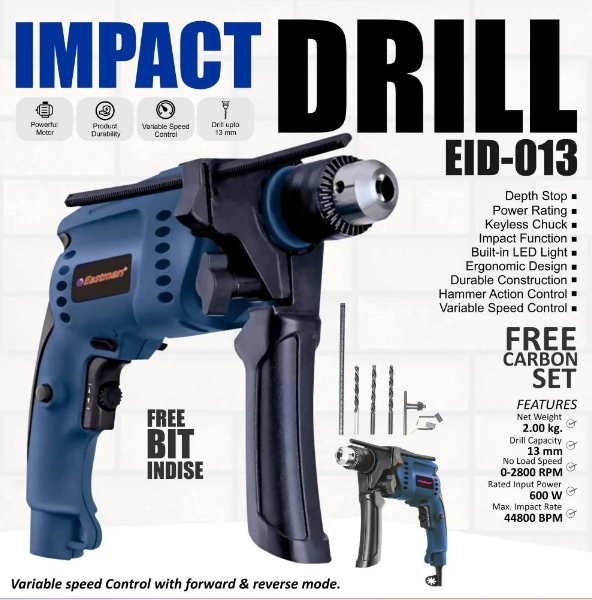 JRSDRIVE EID-013 (13mm) Impact Drill Machine 600W Electric Drill | Variable Speed | Forward & Reverse Mode 3