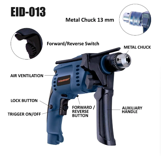 JRSDRIVE EID-013 (13mm) Impact Drill Machine 600W Electric Drill | Variable Speed | Forward & Reverse Mode 4