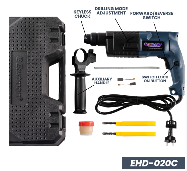 JRSDRIVE 500W Hammer Drill 20mm 1200 RPM – Concrete & Brick Drilling Machine, EHD-020C 3