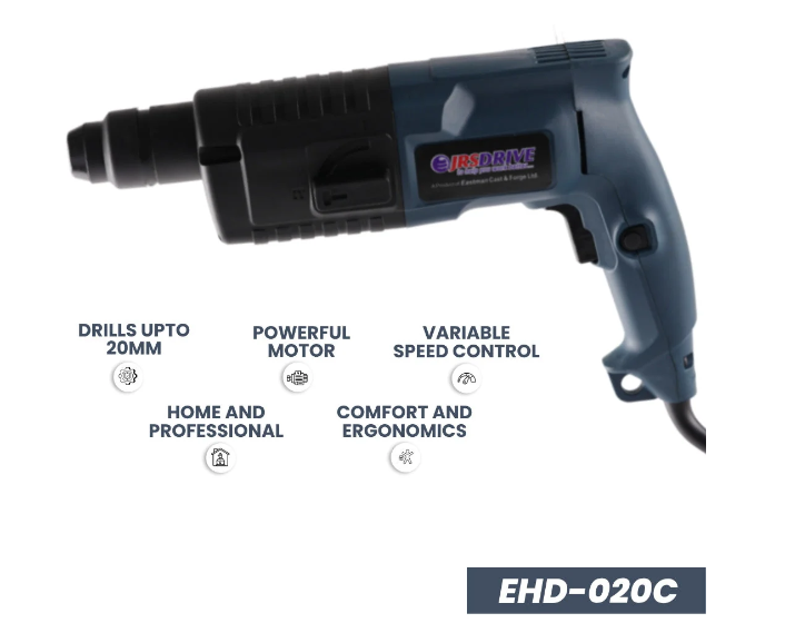 JRSDRIVE 500W Hammer Drill 20mm 1200 RPM – Concrete & Brick Drilling Machine, EHD-020C 4