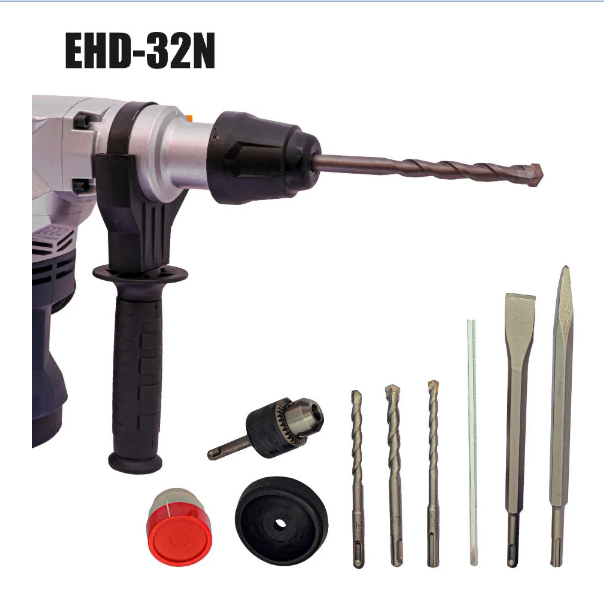 JRSDRIVE 32mm Rotary Hammer Drill EHD-32N – 1250 Watts High Power Inpact Drill with SDS+ Tool Holder – Ideal for Construction, Demolition, and Renovation 4