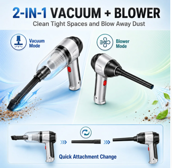 JRSDRIVE ECVB588N Cordless Vacuum Cleaner – 70W High Power, 11000pa Suction, 8V Battery with HEPA Filtration & Multi-Utility Nozzles 3