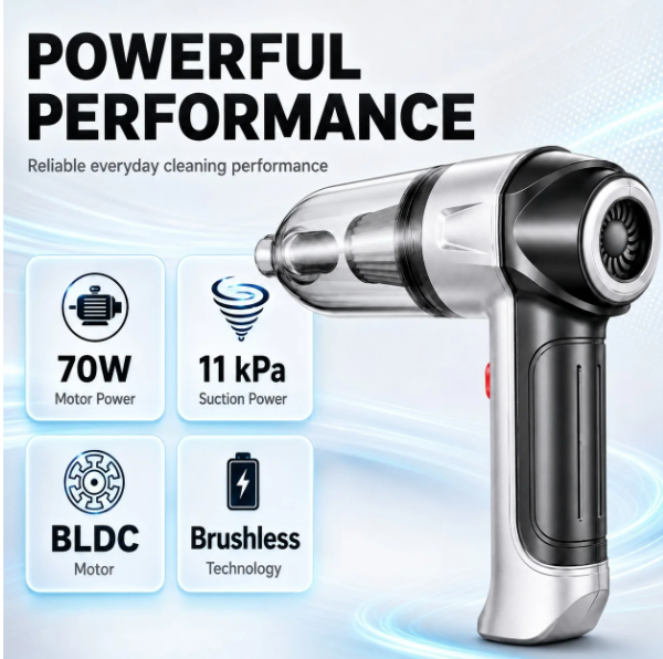 JRSDRIVE ECVB588N Cordless Vacuum Cleaner – 70W High Power, 11000pa Suction, 8V Battery with HEPA Filtration & Multi-Utility Nozzles 4