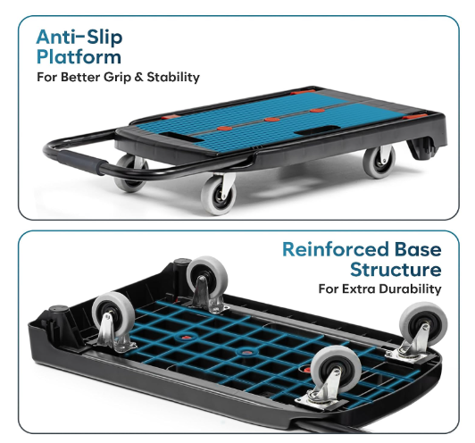 Corvids 100kg Folding Platform Trolley | 2-Year Warranty | Portable Plastic Hand Truck | 360° Swivel Wheels | Heavy Duty Utility Cart for Home, Office, Hotels & Outdoor Use 5