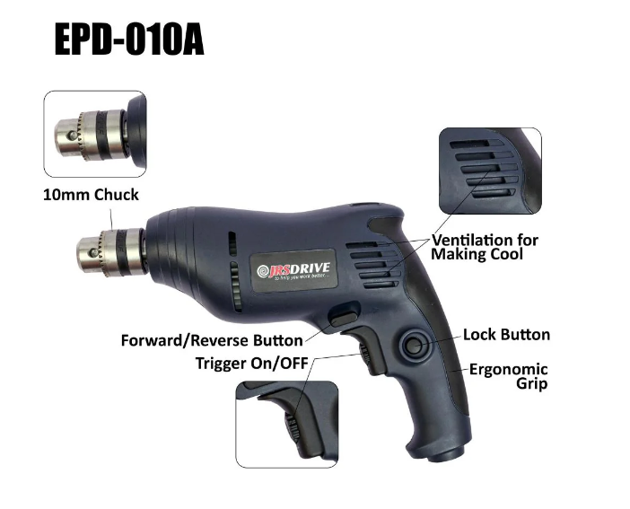 JRSDRIVE EPD-010A: Powerful 450W Electric Drill with Variable Speed & Ergonomic Grip 5