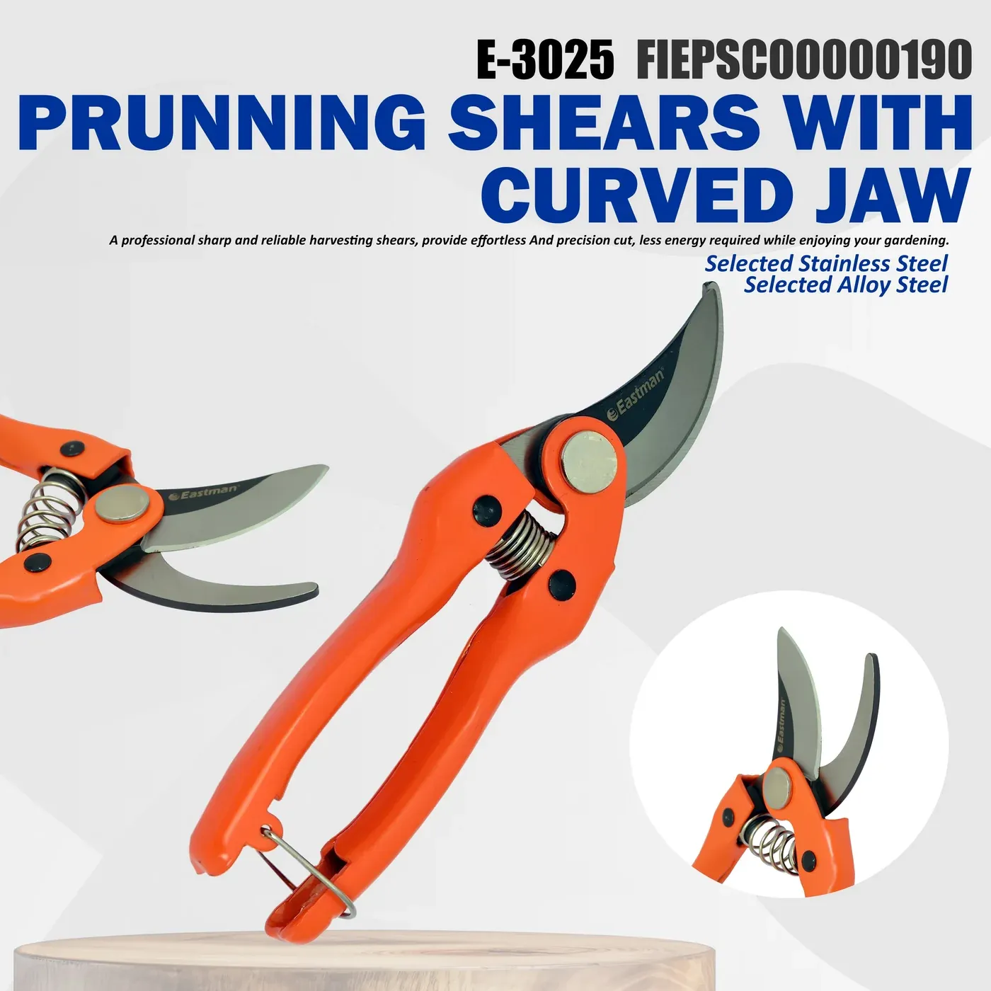 Eastman E-3025 190mm Stainless Steel Pruning Shears with Safety Lock(pack of 12) 2