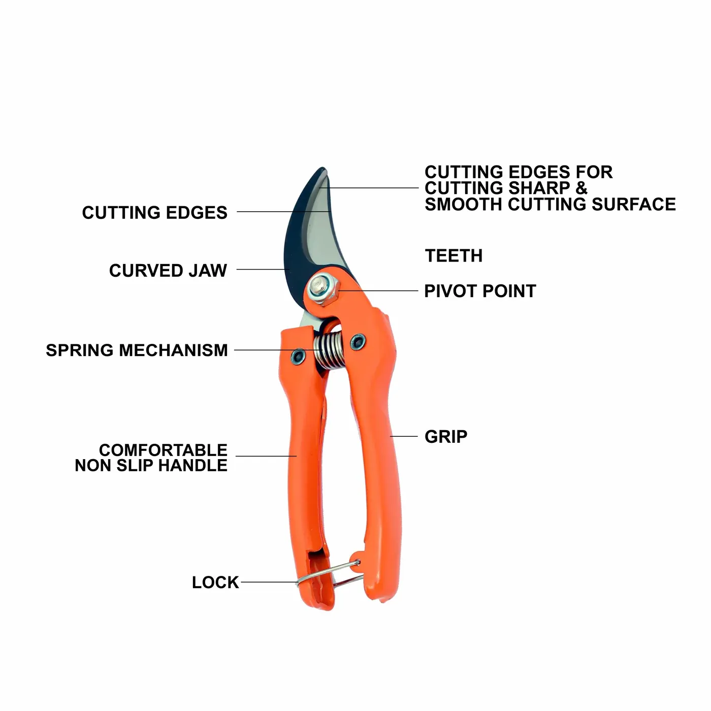 Eastman E-3025 190mm Stainless Steel Pruning Shears with Safety Lock(pack of 12) 5