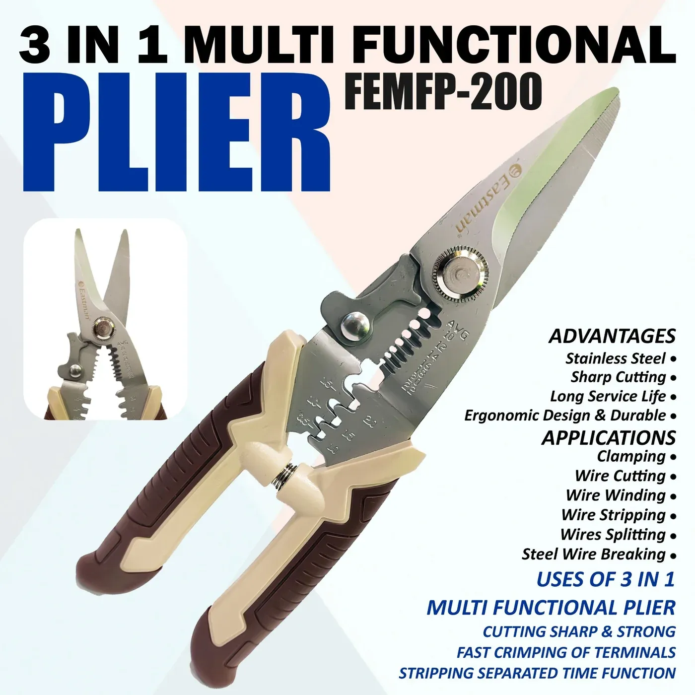 Eastman 8/200Mm Multi Functional Plier (3 in 1) FEMFP-200 2