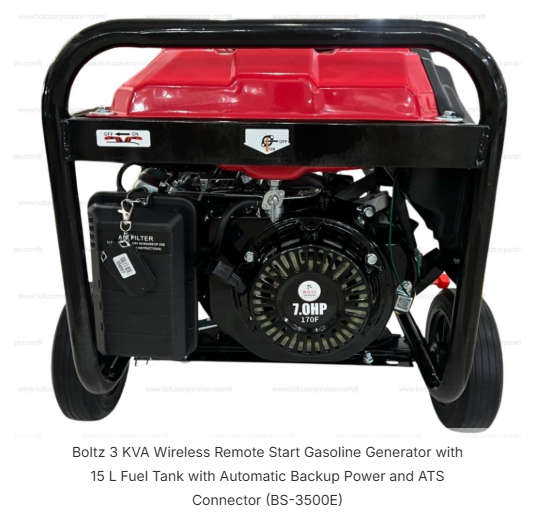 Boltz 3 KVA Wireless Remote Start Gasoline Generator with 15 L Fuel Tank with Automatic Backup Power and ATS Connector (BS-3500E) 4