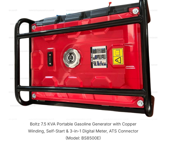 Boltz 7.5 KVA Portable Gasoline Generator with Copper Winding, Self-Start & 3-in-1 Digital Meter, ATS Connector (Model: BS8500E) 4