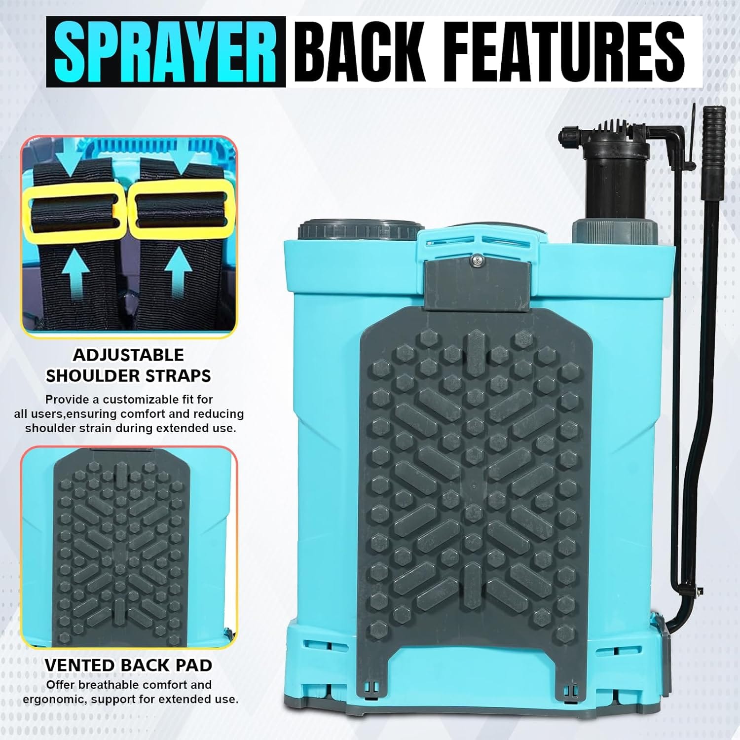 Neptune Simplify Farming Battery and Manual 2 in 1 Knapsack Sprayer | 12V x 8Amp | High Pressure Sprayer | 20L Tank | Get 4 Nozzles | Suitable for Agriculture & Garden Spraying 3