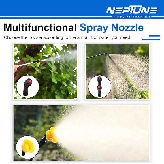 Neptune Simplify Farming Hariyali-08 Knapsack Hand Operated Sprayer | 16L HDPE Tank | Brass Pressure Chamber | Telescopic Lance with 3 Nozzles | Ideal for Farming, Gardening & Pest Control Spraying 3
