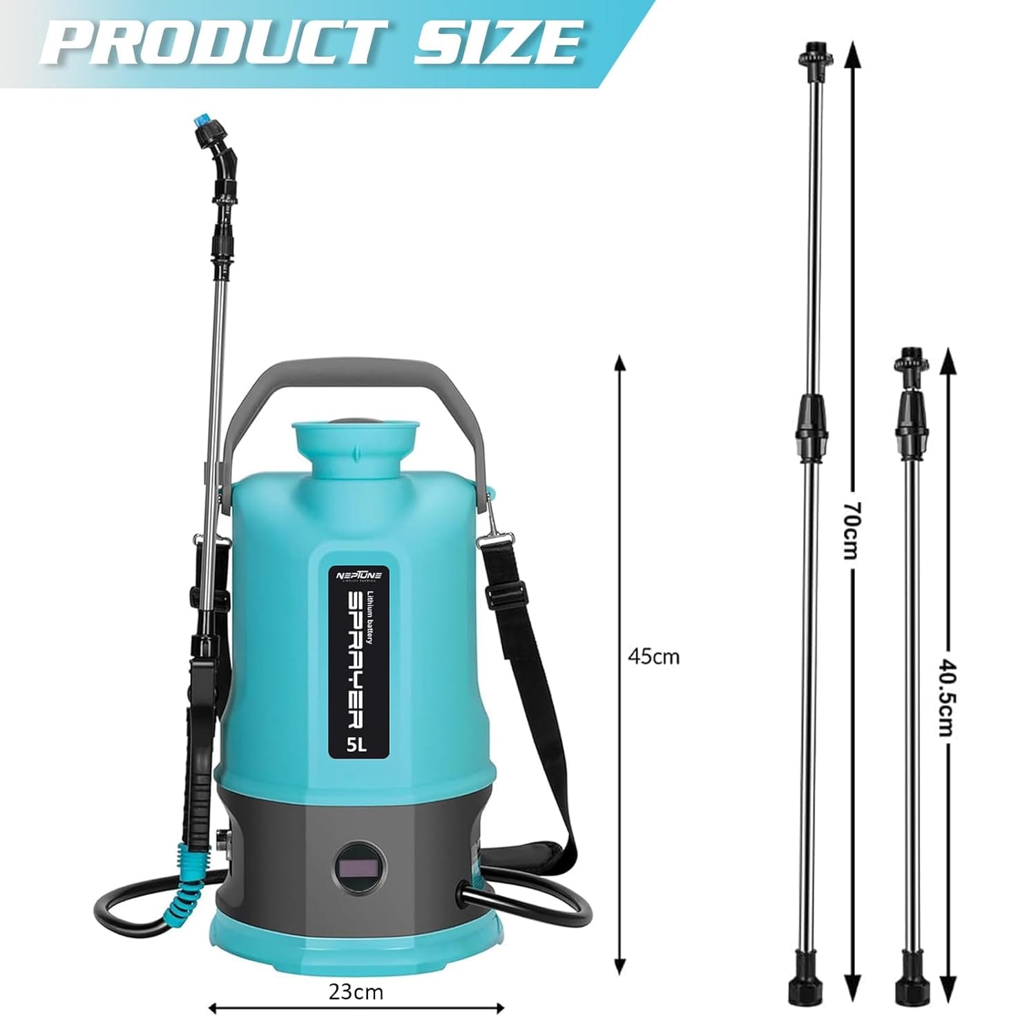 Neptune Simplify Farming Max-5 Pro 12V Lithium-Ion Battery Powered Garden Sprayer | 5 LTR Tank Capacity | 2 Type Nozzles with Adjustable Shoulder Strap Ideal for Gardening, Pest Control & Greenhouse 5