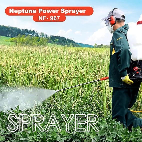 Neptune Simplify Farming NF-967 4-Stroke Knapsack Power Sprayer | 31CC Petrol Engine | 25-Litre Tank Capacity | Includes 2 Types Spray Guns | Perfect for Agricultural Use, Pesticides & Garden Spraying 2