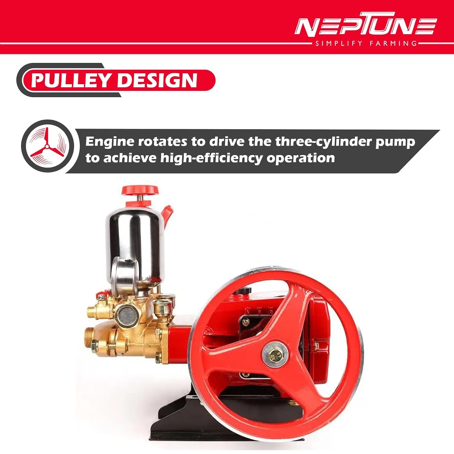 Neptune Simplify Farming HTP-Silver Triplex Sprayer Pump | 14-22 L/min Output | High Pressure Tractor-Mounted Sprayer Pump for Fertilizer, Pesticide, and Car Wash Solutions 5