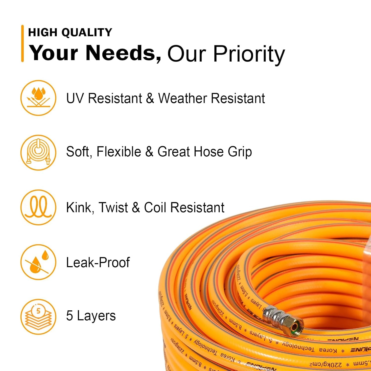 Neptune Simplify Farming 8.5MM 50 Meter Heavy Duty 5 Layered PVC High Pressure Hose Pipe With Korean Technology | Ideal for Agriculture, Horticulture,Car Wash, Floor Cleaning Both Indoor and Outdoor 3