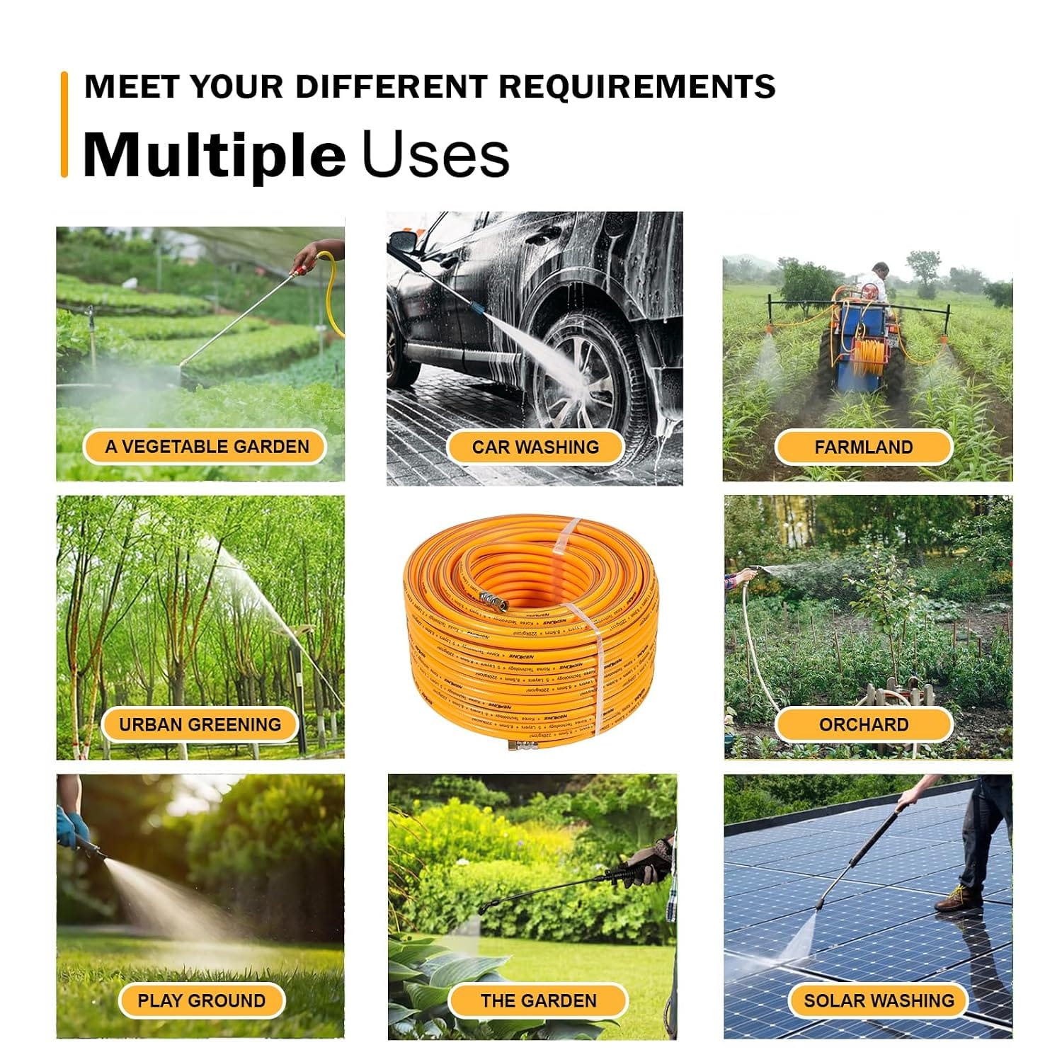 Neptune Simplify Farming 8.5MM 50 Meter Heavy Duty 5 Layered PVC High Pressure Hose Pipe With Korean Technology | Ideal for Agriculture, Horticulture,Car Wash, Floor Cleaning Both Indoor and Outdoor 4