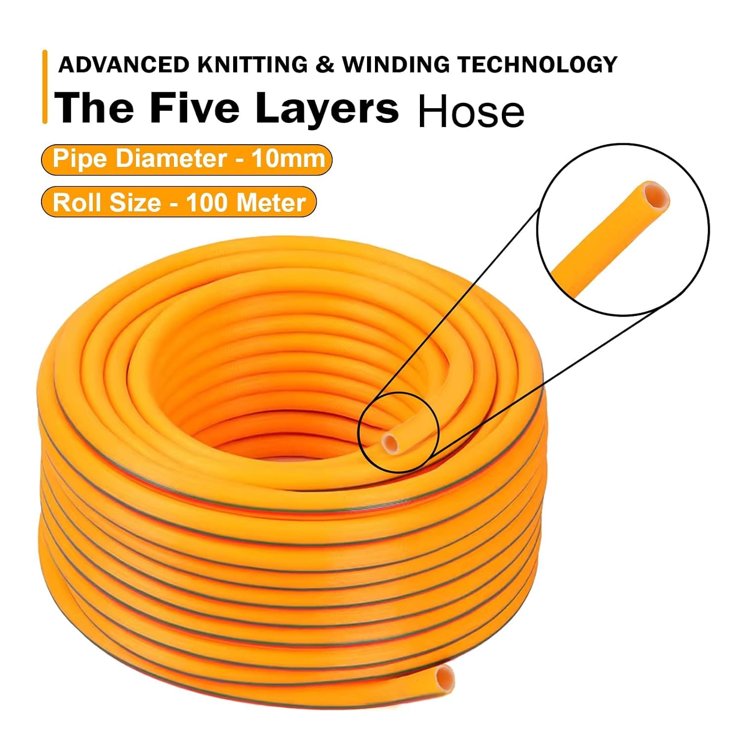 Neptune Simplify Farming 10MM 100 Meter Heavy Duty 5 Layered PVC High Pressure Hose Pipe With Korean Technology | Ideal for Agriculture, Horticulture,Car Wash, Floor Cleaning Both Indoor and Outdoor 4