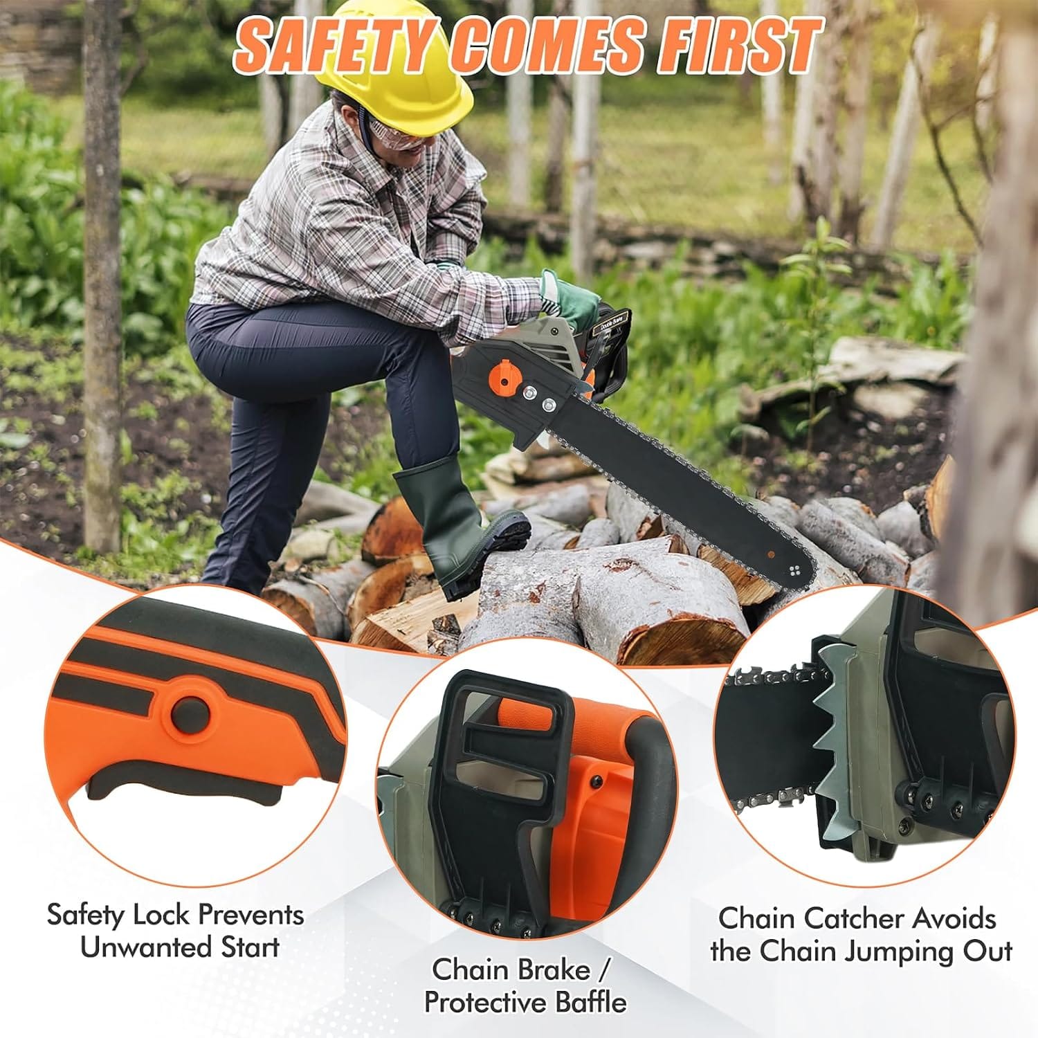 Neptune Simplify Farming Electric Chain Saw 2600W Copper Motor | 16" Guide Bar | 4800 RPM | Automatic Oiler | Heavy Duty for Tree Cutting, Landscaping, Agriculture, Forestry, and Rescue Operations 4