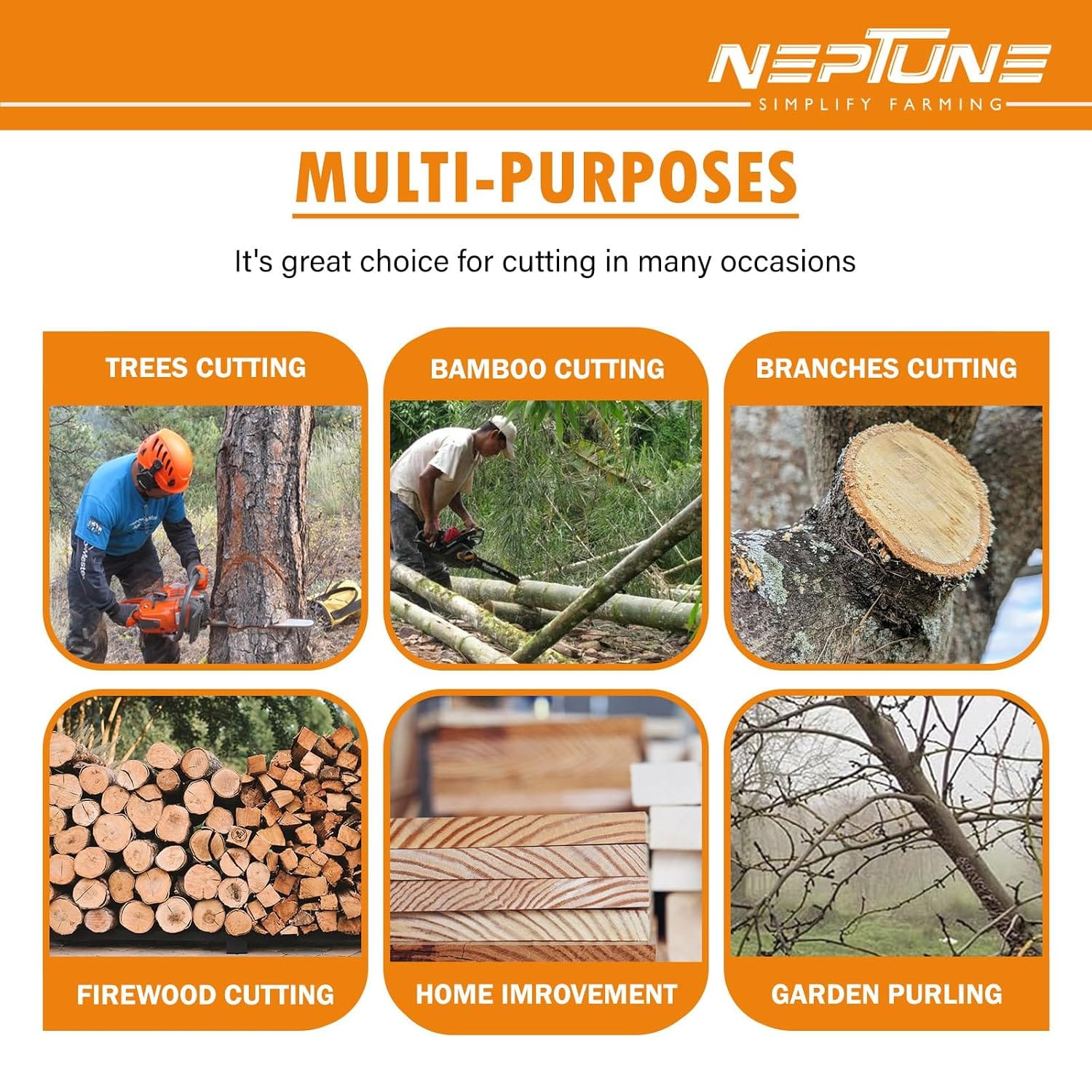 Neptune Simplify Farming CS-58M Heavy Duty 58CC Powerful Magnesium Body 2 Stroke Petrol Chain Saw with 22inch Blade | Professional Wood Cutter, Cutting Trees, Garden, Agriculture, Rescue & Landscapes 5