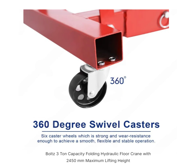 Boltz 3 Ton Capacity Folding Hydraulic Floor Crane with 2450 mm Maximum Lifting Height 3