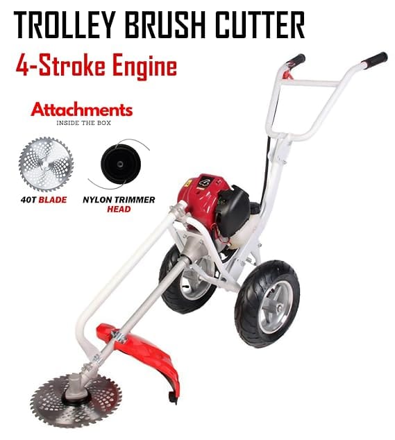 Neptune Simplify Farming Trolley 35cc 4 Stroke Brush Cutter | Heavy Duty Grass Cutter Machine | 40 Teeth & Tap n Go Blades for Garden and Agriculture Use 2