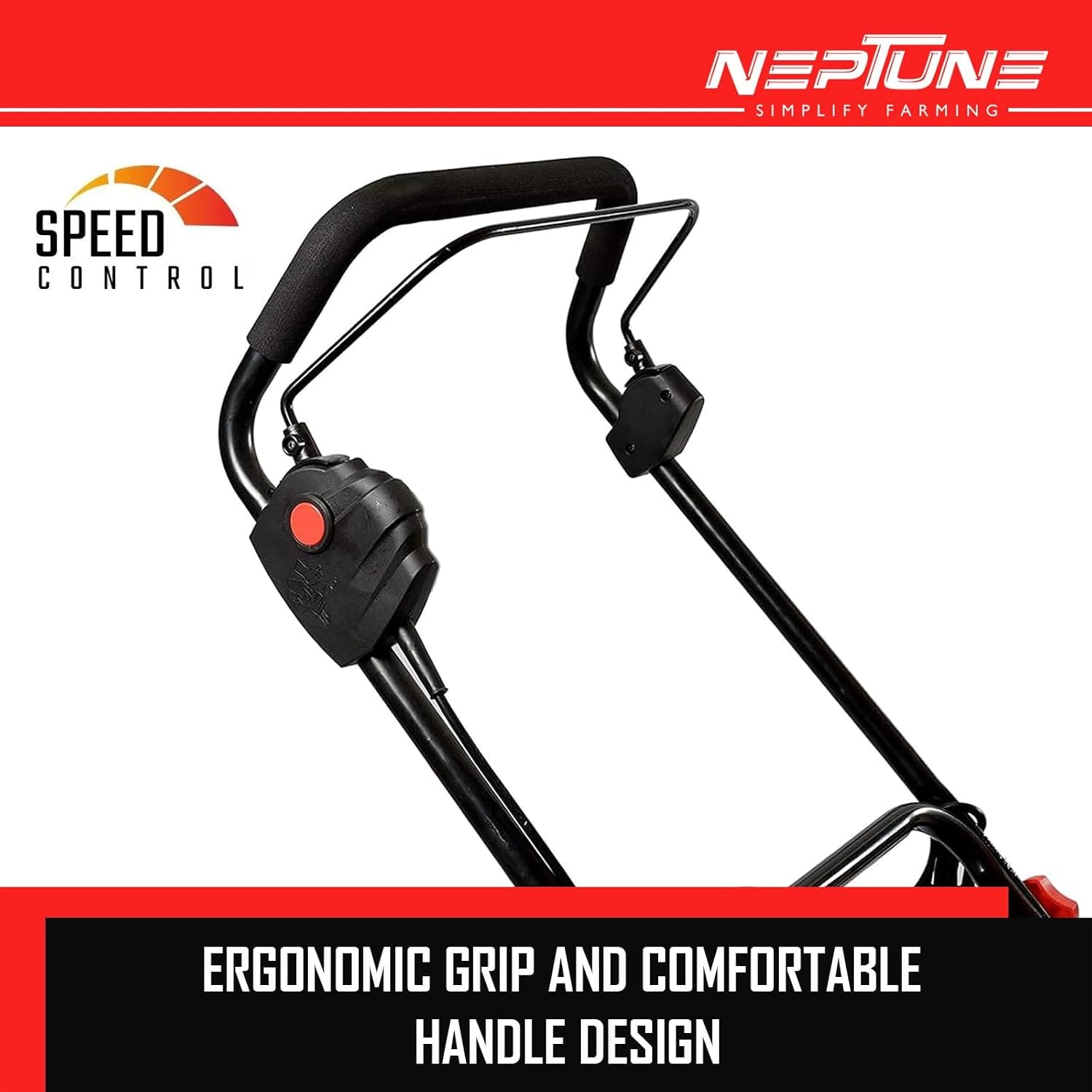 Neptune Simplify Farming 1600-Watt Electric Hand Push Lawn Mower Single Phase 2HP Motor with 50Liter Grass Catcher Box, 5-Stages Cutting Height Adjustment Upto 20mm to 65mm, 380mm/15inch Cutting Blade 3