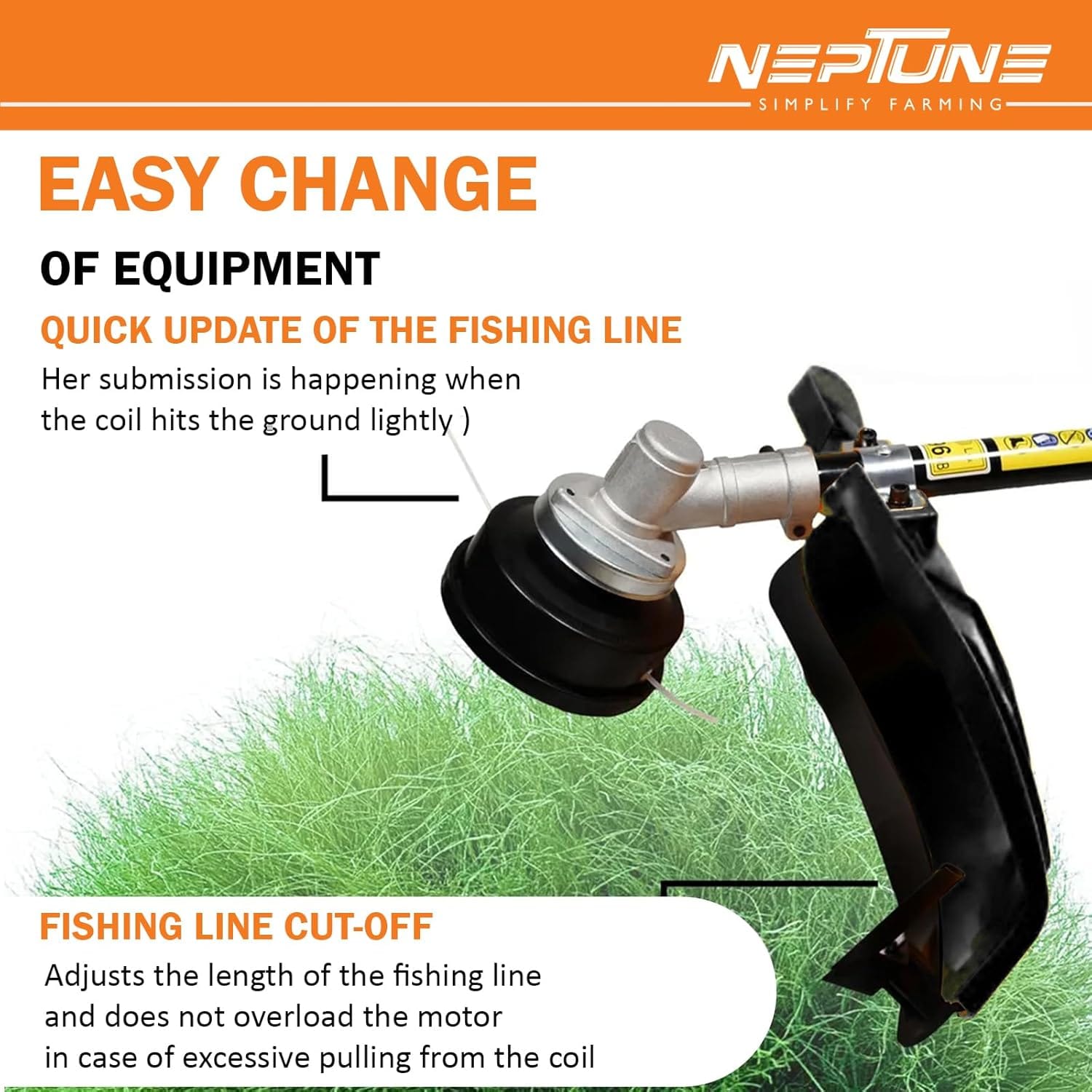 Neptune Simplify Farming BC-1800E 2 in 1 Corded Electric Brush Cutter & Trimmer | Portable & Lightweight String Trimmer | 1800W, 7500RPM | 2 Types Blade | Ideal Grass Cutter for Home Garden 5