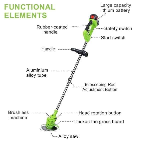 Neptune Simplify Farming 21V Cordless Grass Cutter | 15cm Cutting Width | 2-in-1 Brush Cutter & Trimmer | Dual Rechargeable Battery | Adjustable Height | 3 Types Blade for Garden & Farm Use 2
