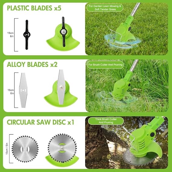 Neptune Simplify Farming 21V Cordless Grass Cutter | 15cm Cutting Width | 2-in-1 Brush Cutter & Trimmer | Dual Rechargeable Battery | Adjustable Height | 3 Types Blade for Garden & Farm Use 4