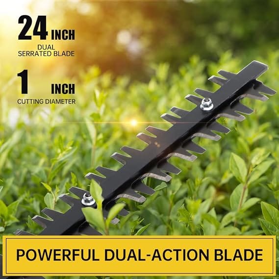 Neptune Simplify Farming HT-600 Hedge Trimmer | Powerful 2 Stroke, 26CC Petrol Engine, 24" Dual Serrated Blade, 7500 RPM, 1" Cutting Diameter with Anti-Vibration System | Ideal for Gardening Styling 3