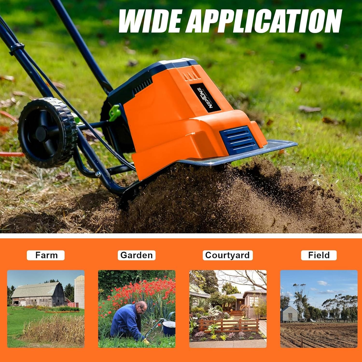 Neptune Simplify Farming NC-41 Electric Mini Portable Tiller | 1500 Watts, Working Width 32-45CM, Depth 22CM | Cultivator, Weeder, Rotavator | Ideal for Soil Loosening and Digging 4
