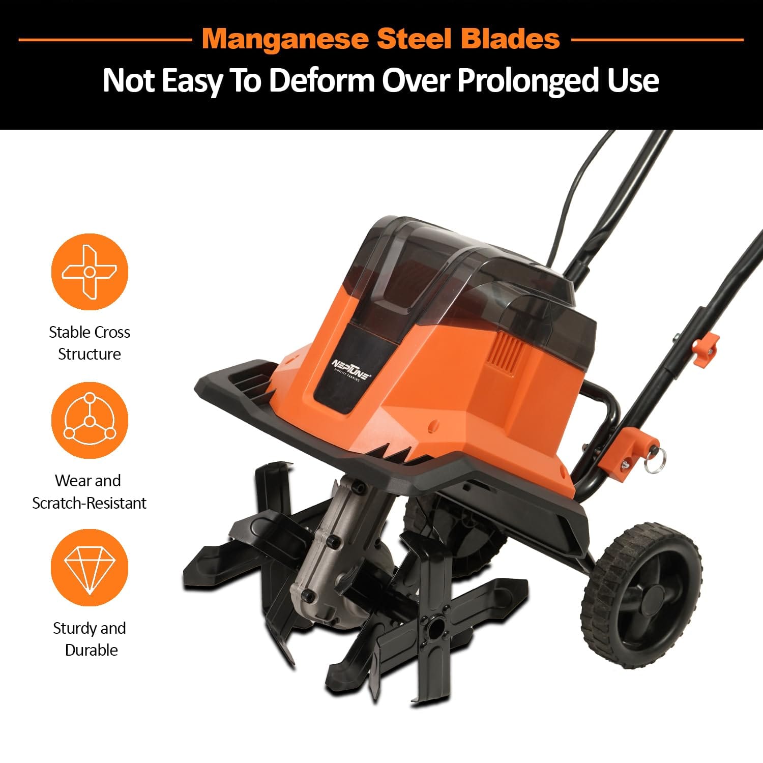 Neptune Simplify Farming NC-40B Cordless Battery Powered 2x20V 4Ah Mini Tiller,Carbon Steel Blades,Cultivator, Rotavator|Working Width 11Inch, Depth8 Inch|Foldable Rototiller for Garden Soil Digging 3
