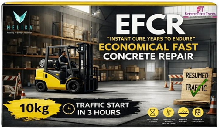 EFCR - Economical Fast Concrete Repair | 3-Component Polymer Hybrid Quick Drying Repairing Mortar 3