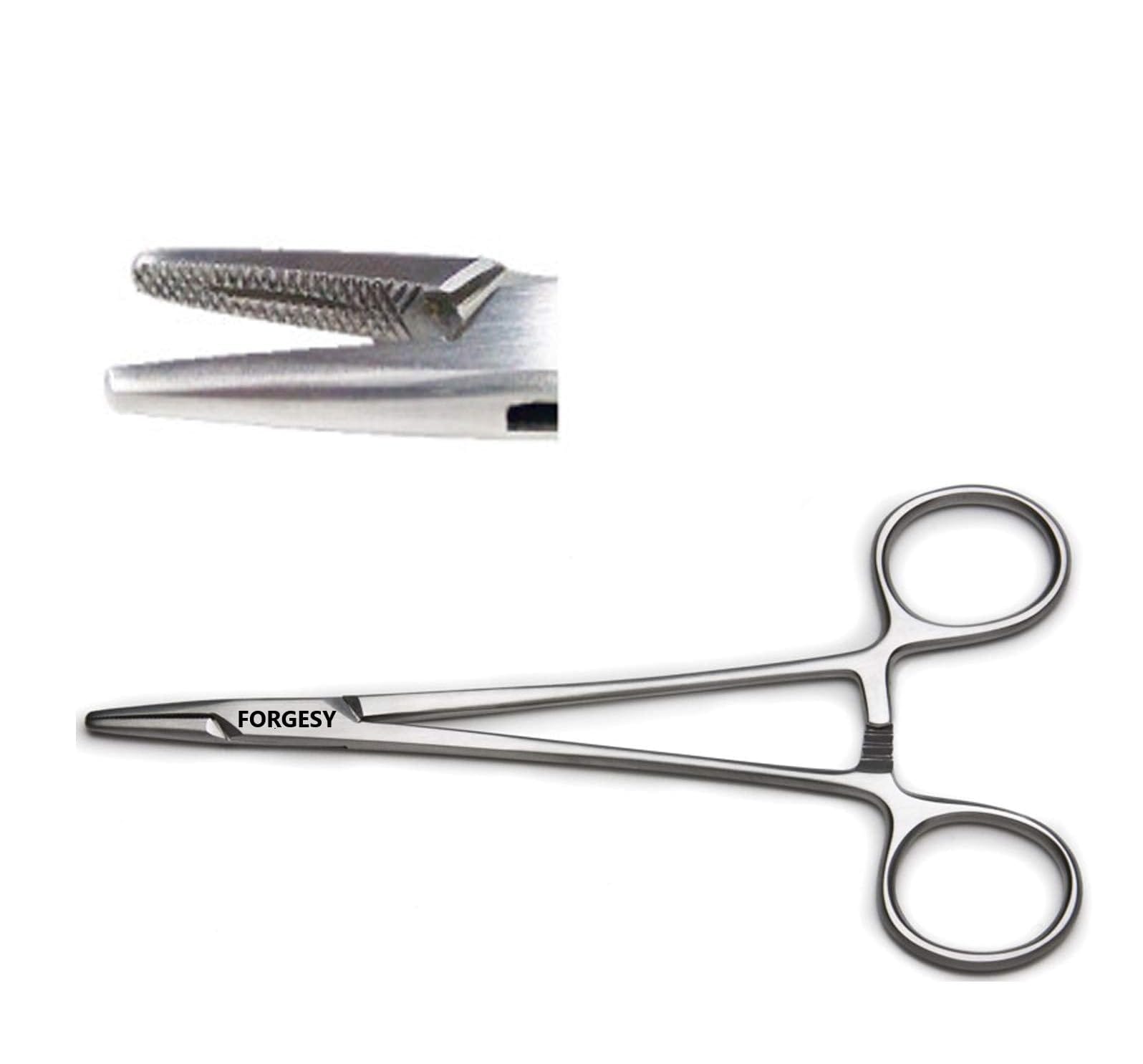 Forgesy NEO03 8 inch Silver Stainless Steel Mayo Hegar Needle Holder Forceps 3